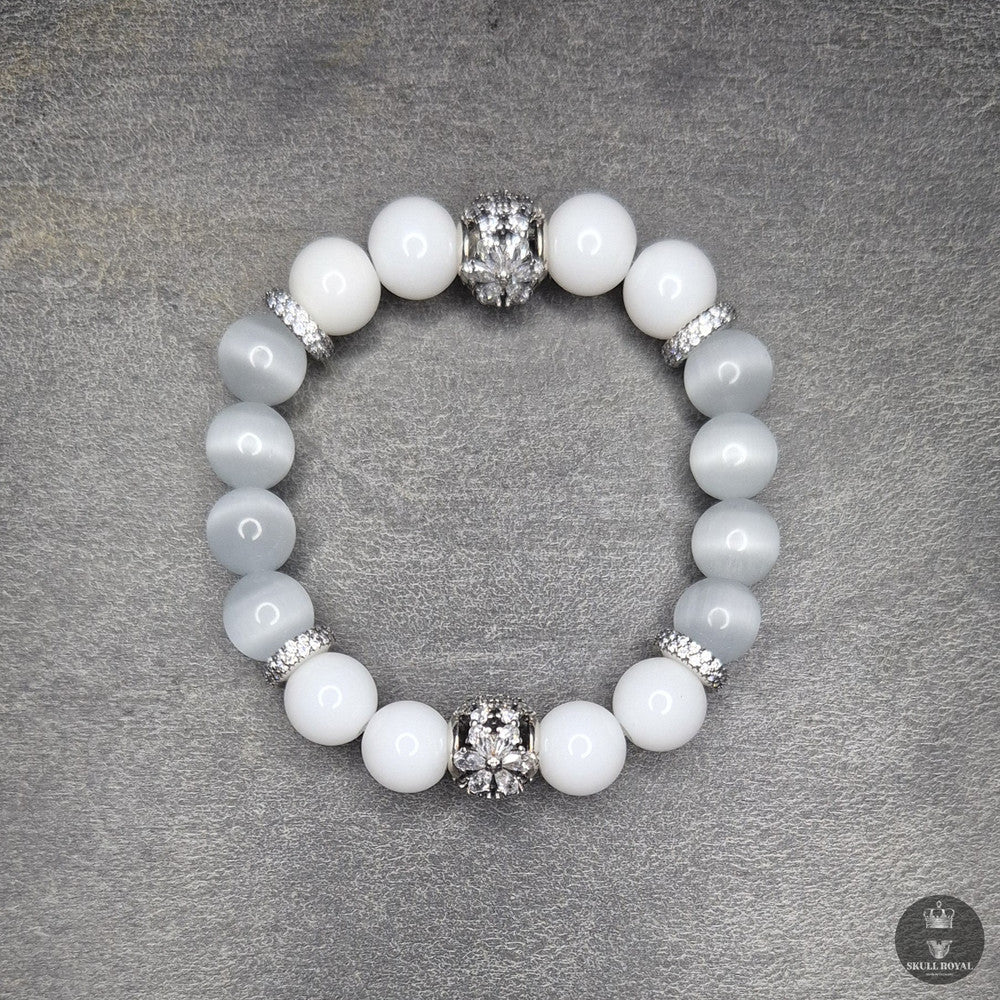 Damenarmband STAR DUET ROYAL P10, Onyx und graues Katzenauge, edler Schmuck, handgefertigt