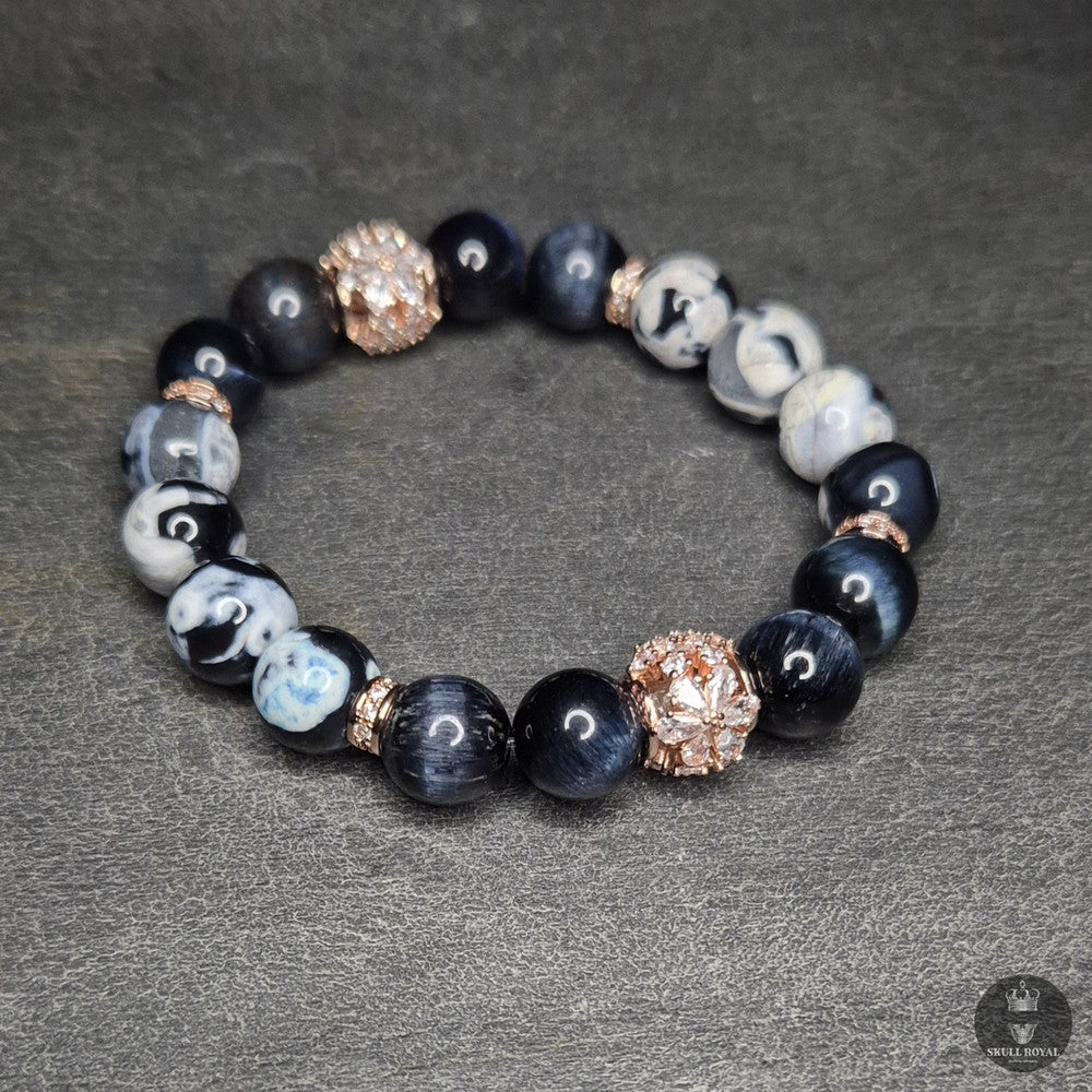 damenarmband mit weissem onyx und zirkonia, handgefertigt in deutschland