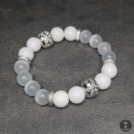 Luxurioeses Damenarmband STAR DUET ROYAL mit Onyx, Katzenauge, handgefertigt in Deutschland