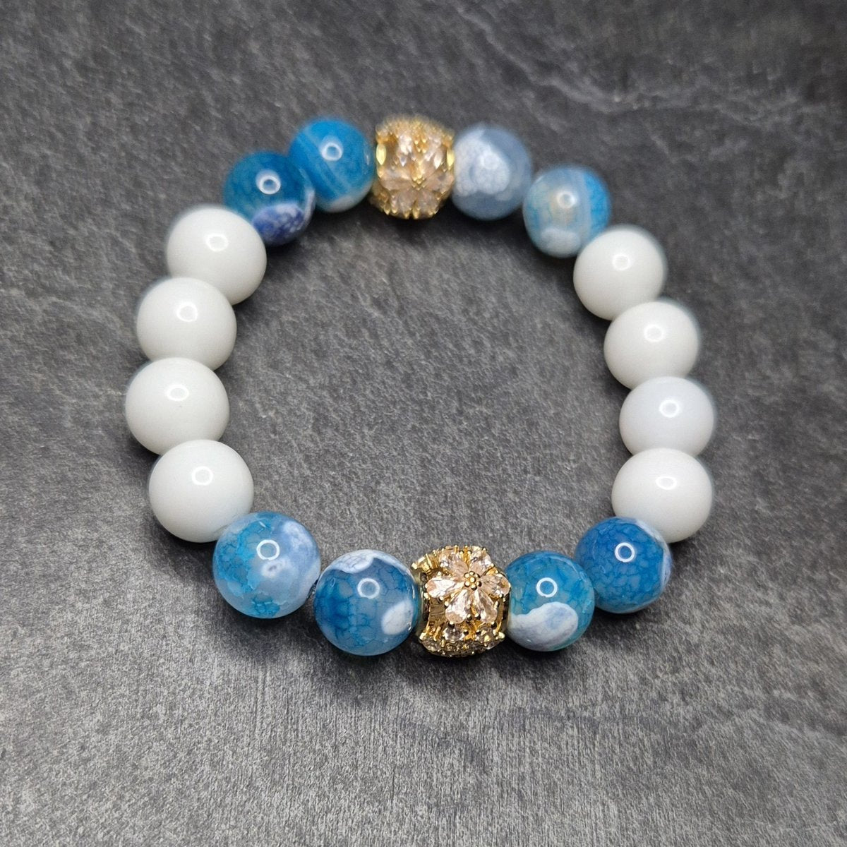 Exklusives Damenarmband mit Zirkoniablüte & echten Steinen | SKULL ROYAL