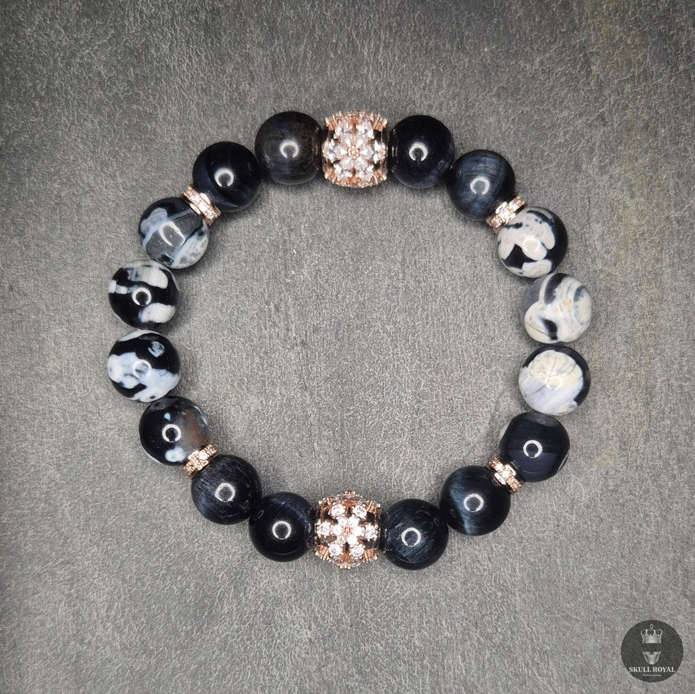 damenarmband mit weissem onyx und zirkonia, handgefertigt in deutschland
