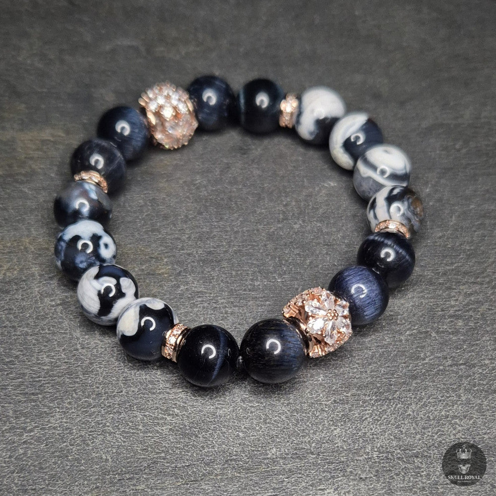 damenarmband mit weissem onyx und zirkonia, handgefertigt in deutschland
