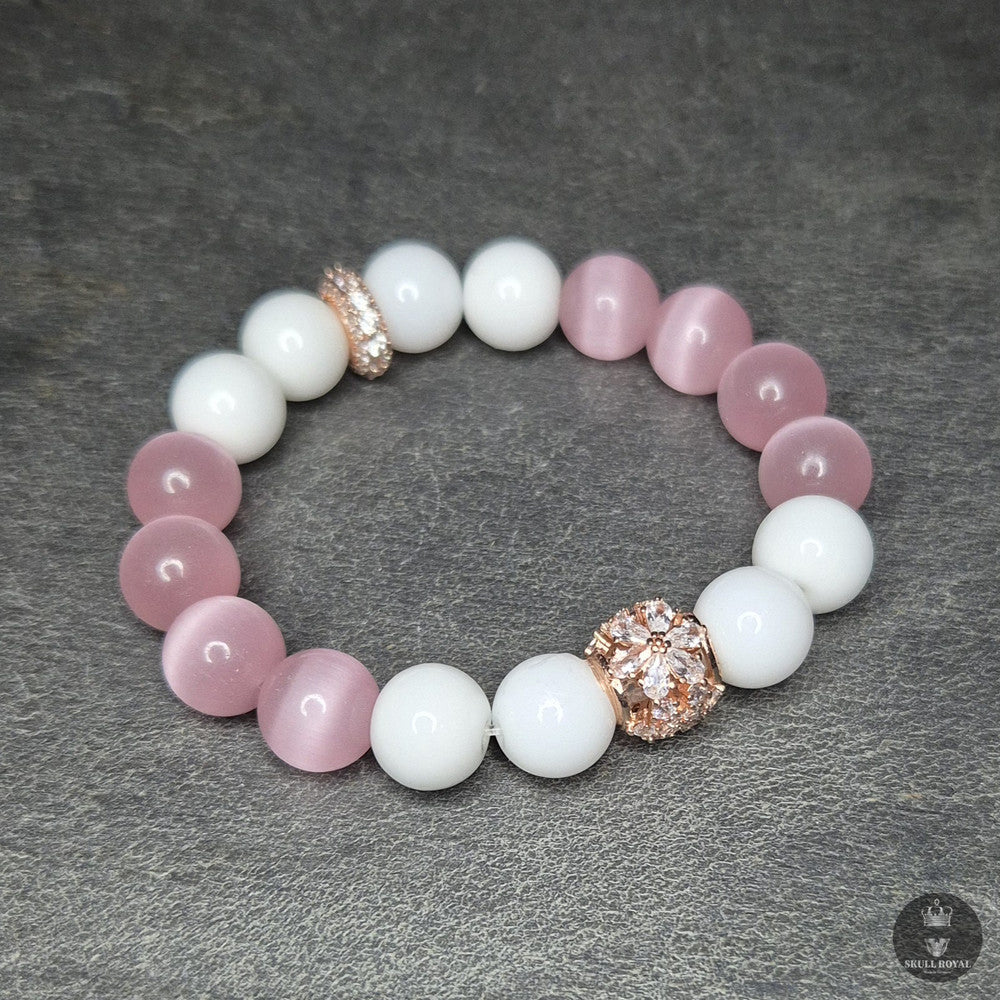 rosegold, weiß und rosa Perlenarmband für Frauen