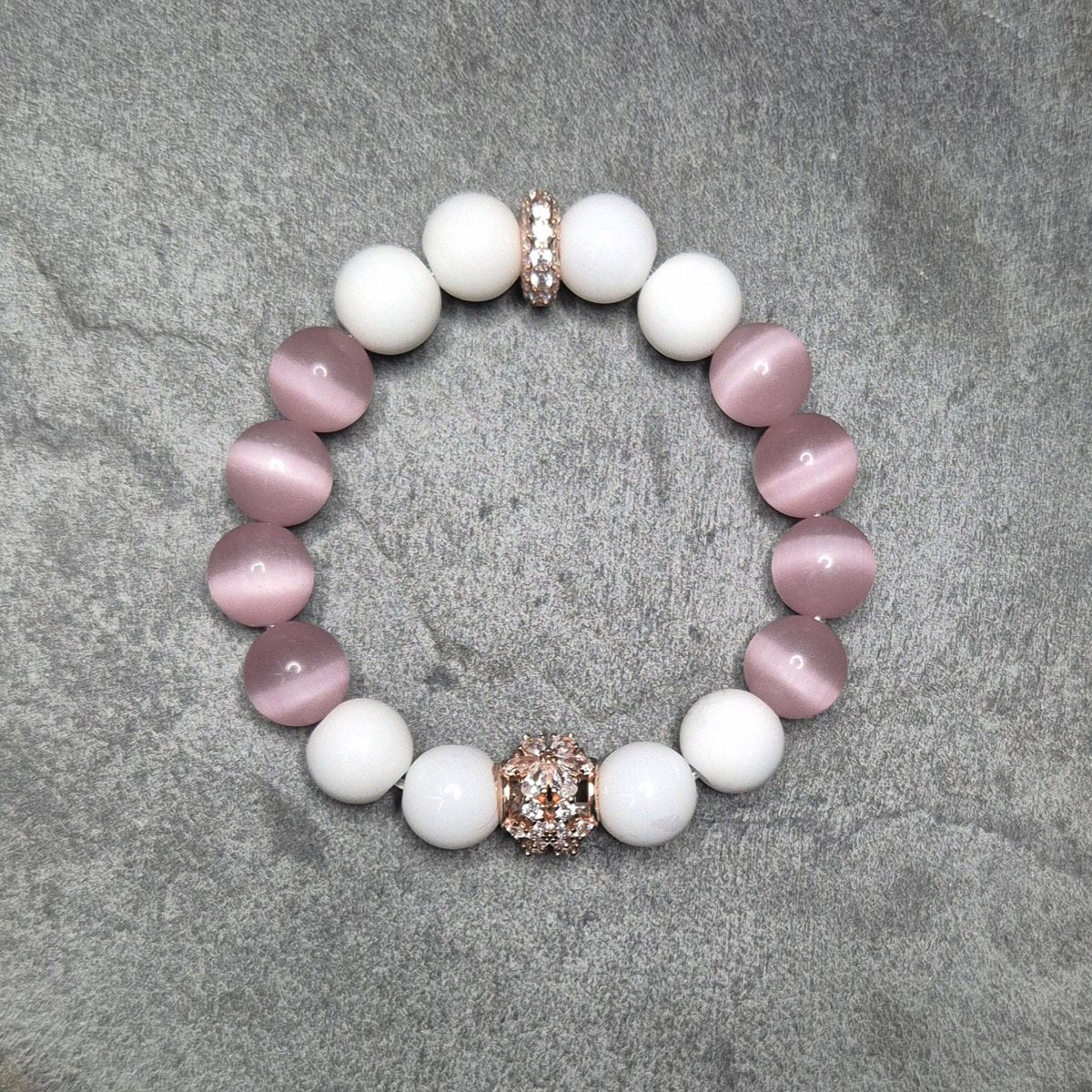 rosegold, weiß und rosa Perlenarmband für Frauen
