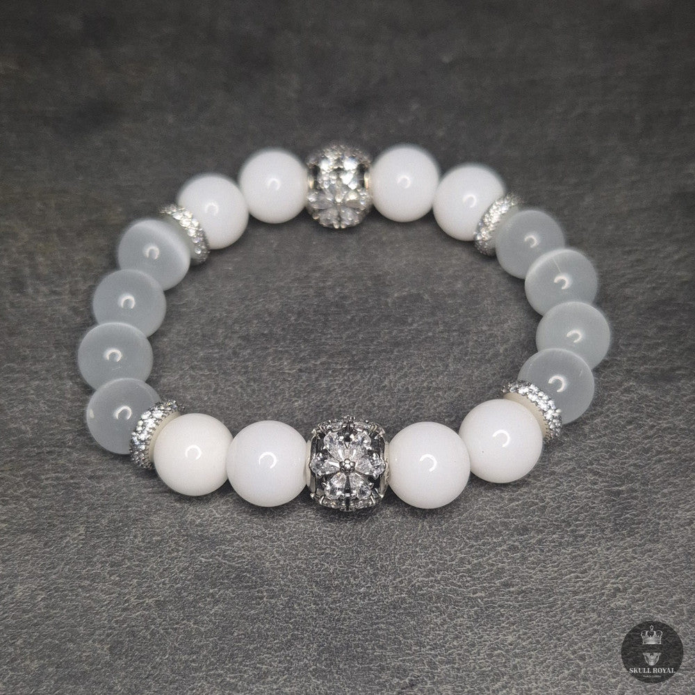 SKULL ROYAL STAR DUET ROYAL P10, Armband mit Onyx, Katzenauge, Zirkonia-Elementen, XS bis 4XL