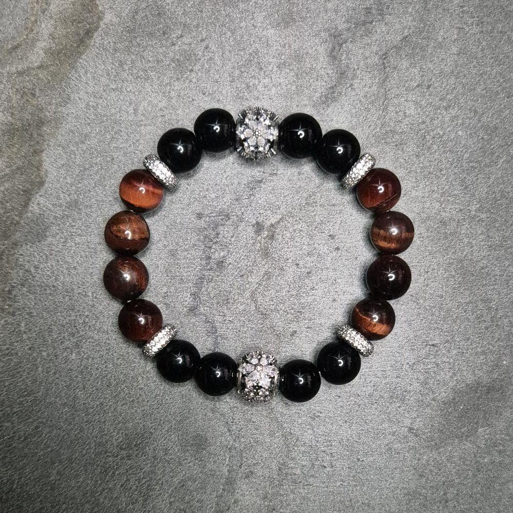 Onyx, silberne Zirkonia-Zwischenelemente, handgefertigt, xs bis xxxl SKULL ROYAL, Größe XS bis 4XL