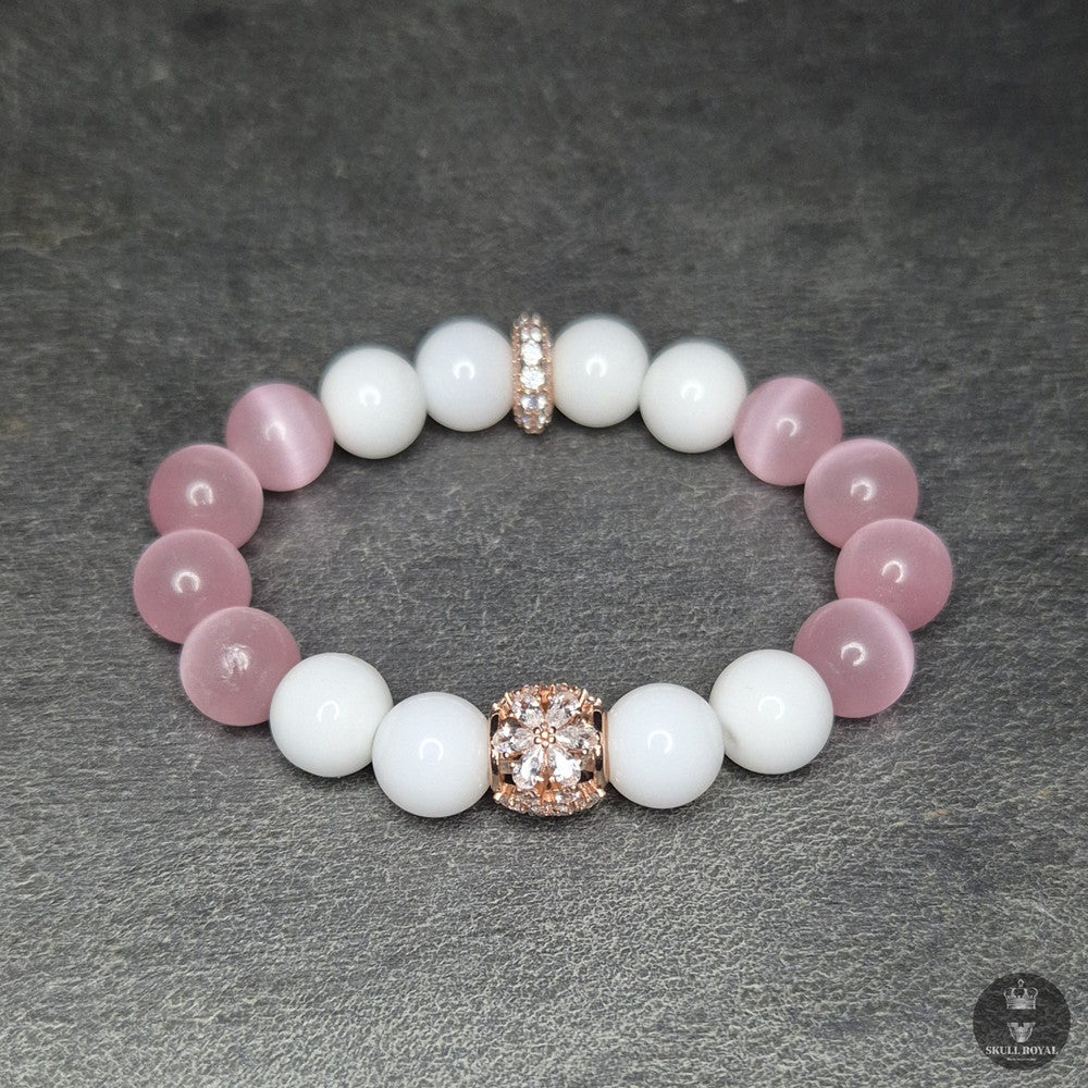 rosegold, weiß und rosa Perlenarmband für Frauen