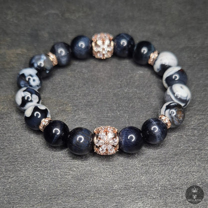 damenarmband mit weissem onyx und zirkonia, handgefertigt in deutschland