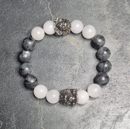larvikit armband mit silberfarbenem loewenkopf, grosses herrenarmband in xxxl