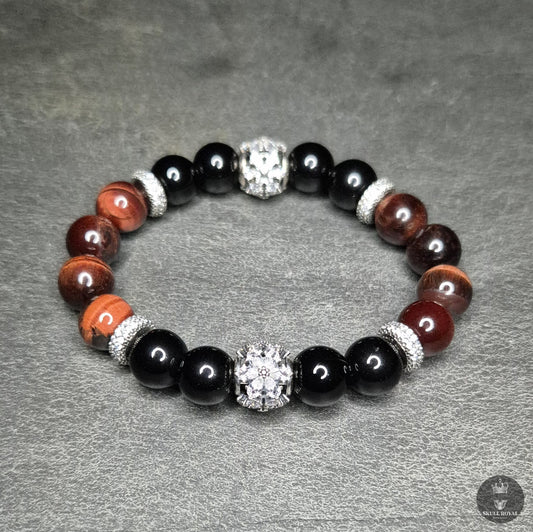 perlenarmband Damenarmband mit 10 mm Perlen aus rotem Tigerauge 