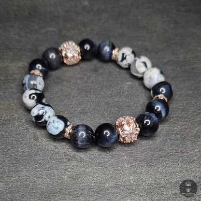 damenarmband mit weissem onyx und zirkonia, handgefertigt in deutschland