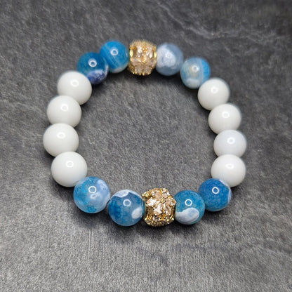 Exklusives Damenarmband mit Zirkoniablüte & echten Steinen | SKULL ROYAL