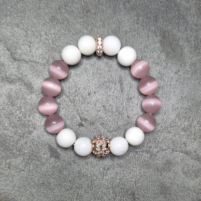 rosegold, weiß und rosa Perlenarmband  für Frauen 