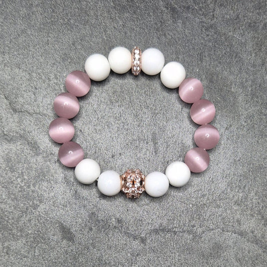 SKULL ROYAL Armband mit charakteristischem Design. rosa-weiß und rosegold. in xxxl grössen
