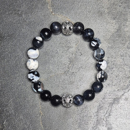 Markantes Armband aus Natursteinperlen, 10 mm, Royal Guard Stil, Größen bis 4XL