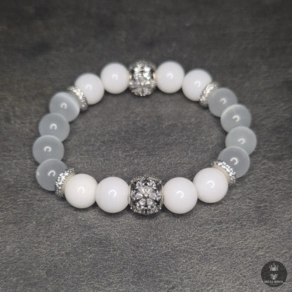 SKULL ROYAL STAR DUET ROYAL P10, Armband mit Onyx, Katzenauge, Zirkonia-Elementen, XS bis 4XL