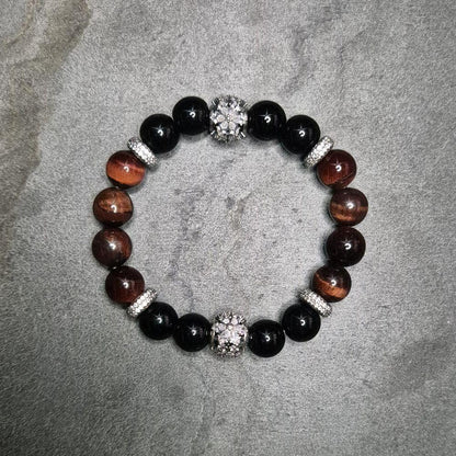 Onyx, silberne Zirkonia-Zwischenelemente, handgefertigt,  xs bis xxxl SKULL ROYAL, Größe XS bis 4XL