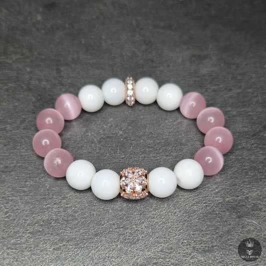 rosegold, weiß und rosa Perlenarmband  für Frauen 