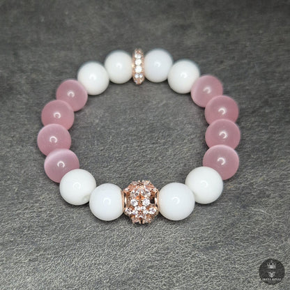 rosegold, weiß und rosa Perlenarmband  für Frauen in großen groeßen
